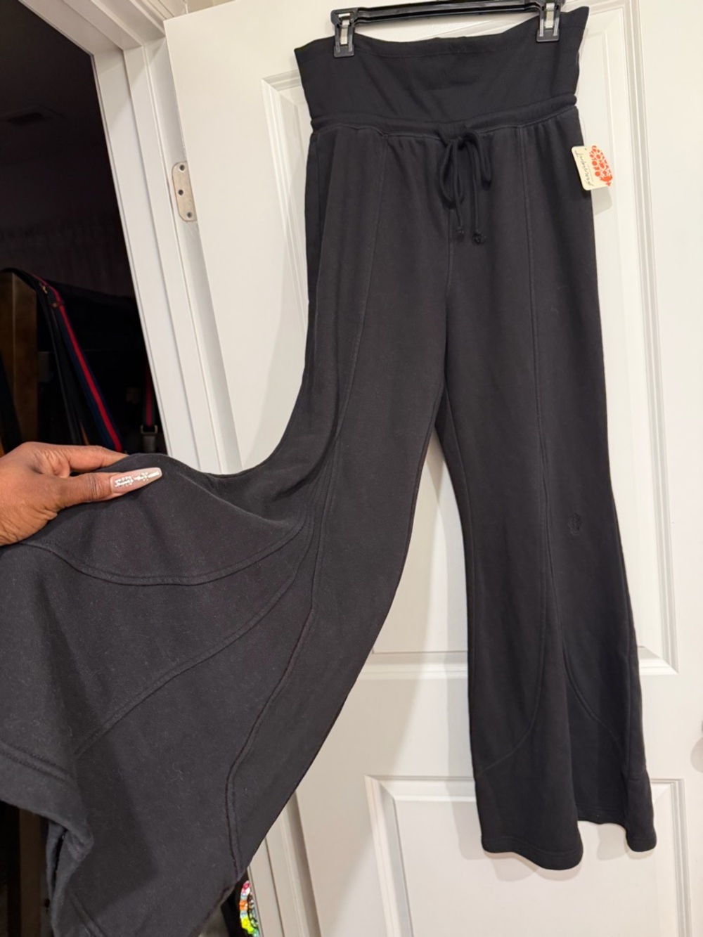 FP Movement by Free People Black Wide-Leg Drawstring Pants 🔥 Size M